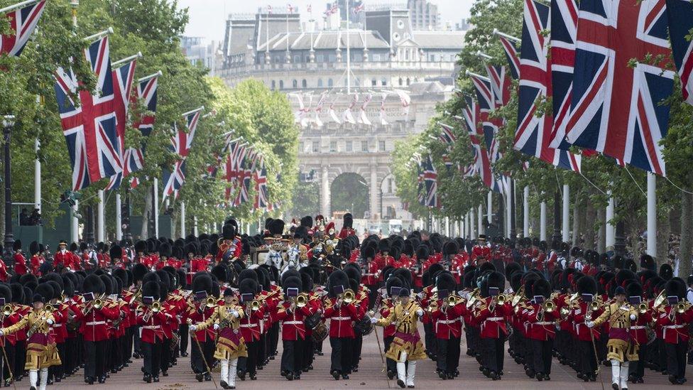 Troops on parade as part of the Trooping the Colour in 2019