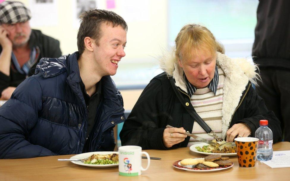 Centre users Michael Hunter and mum Denise at the the West End Foodbank in Benwell