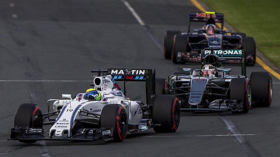 Lewis Hamilton racing in the Australian Grand Prix