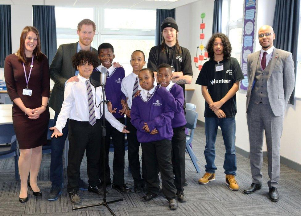 Prince Harry on a previous visit to Nottingham Academy