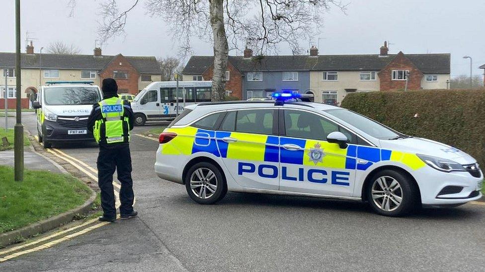 Police vehicles at Tennyson Green in Skegness