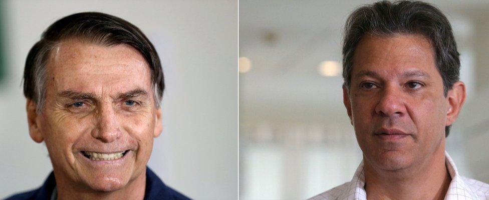 Jair Bolsonaro, Left, and Fernando Haddad, Right