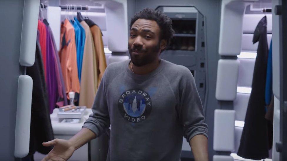 Donald Glover shows off his cape closet in the Millennium Falcon