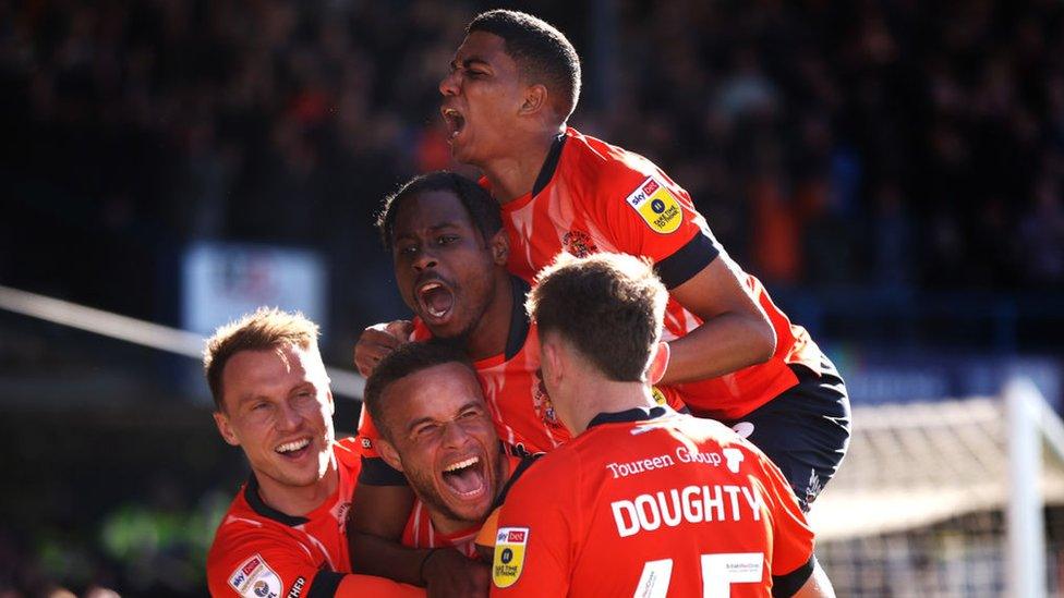 Luton Town celebrating