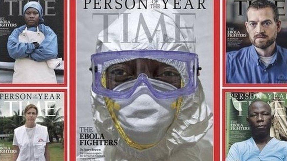 cover of time magazine person of the year award with various doctors on cover.