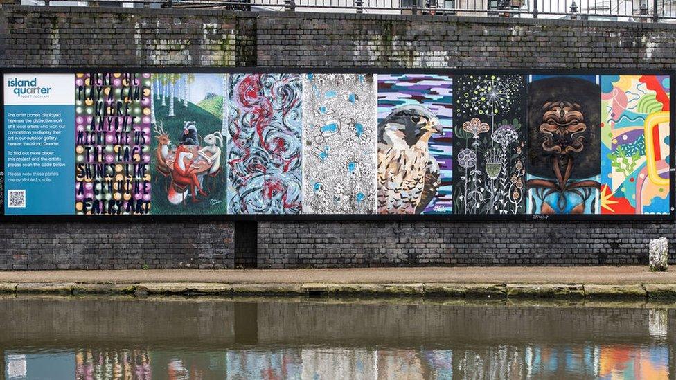 Outdoor art on the canal by London Road