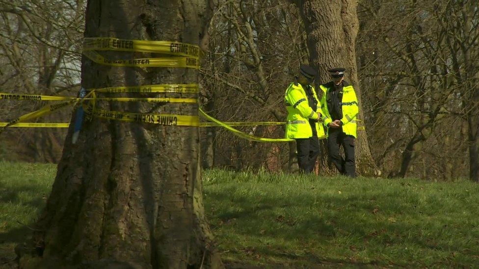 Police officers in park