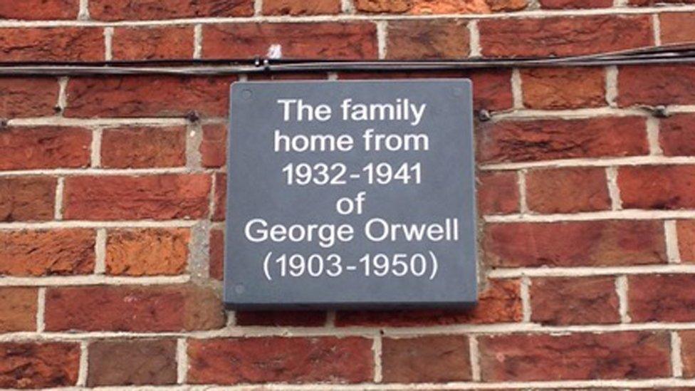 The new plaque commemorating George Orwell's time at Montague House in Southwold