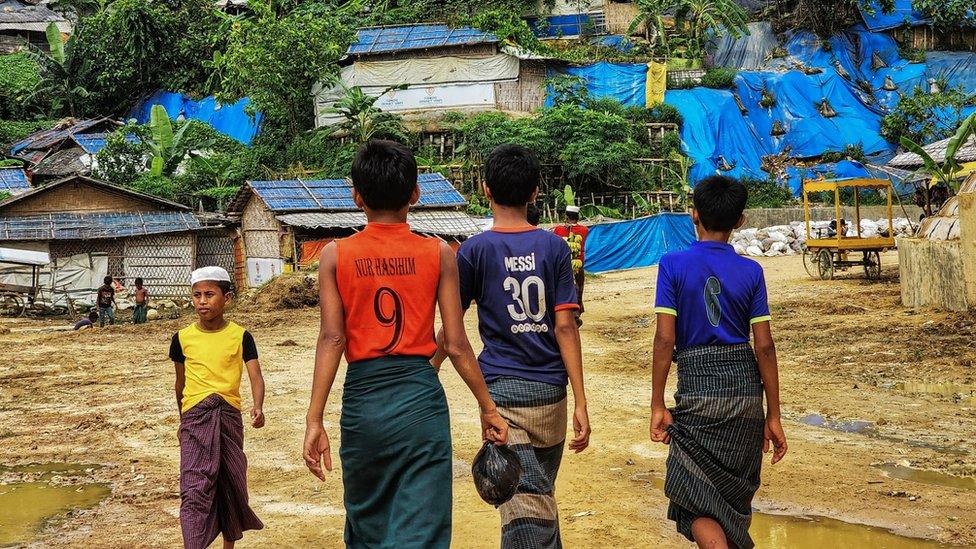 Rohingya boy refugees at Cox's Bazar in Bangladesh