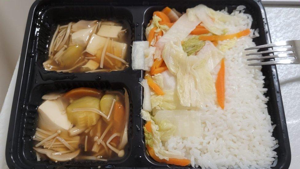 Food served at the Penny's Bay quarantine centre in Hong Kong.