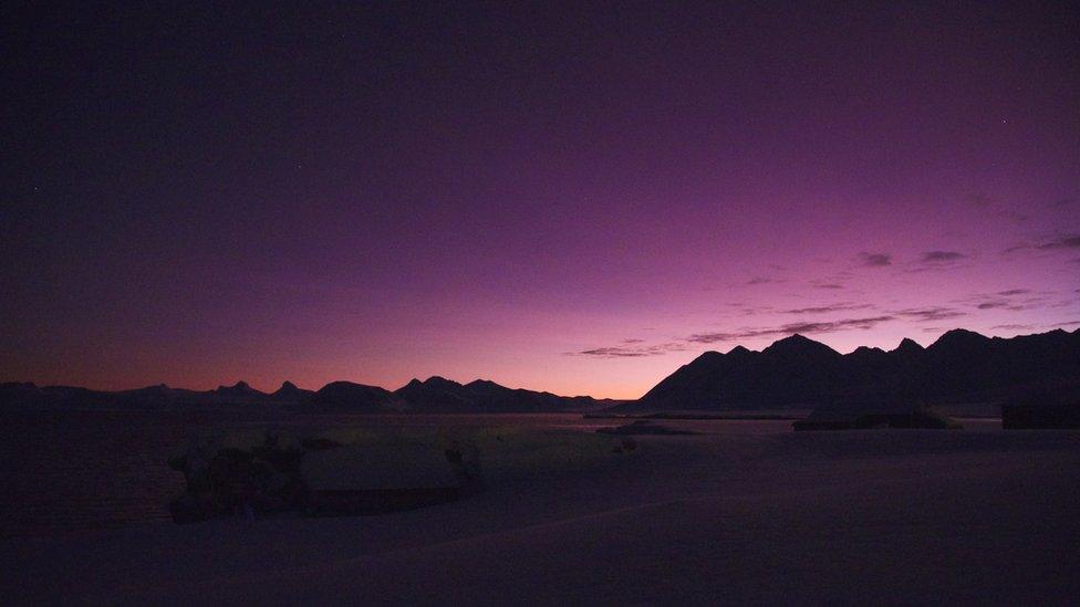 sunset over mountains at Kongsfjorden