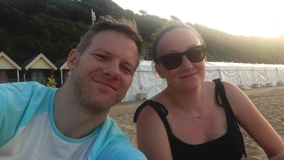 engaged couple on Bournemouth beach