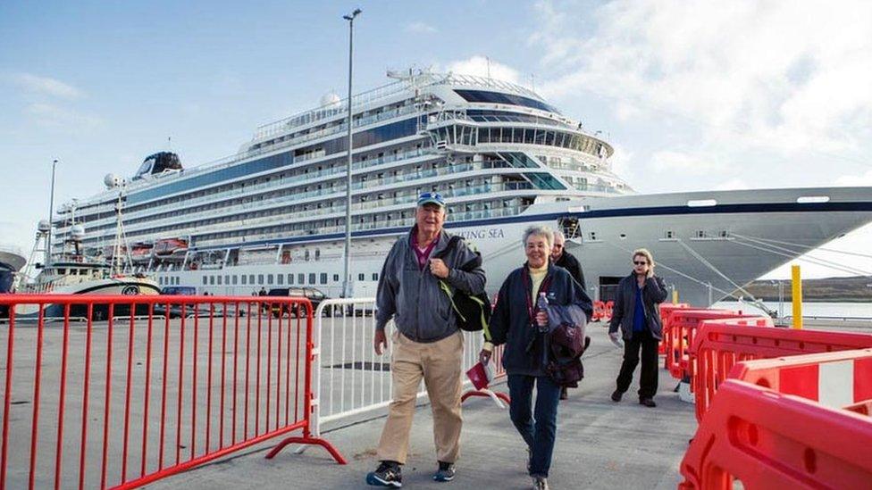 Cruise passengers at Lerwick