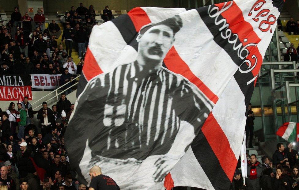 Herbert Kilpin on a banner