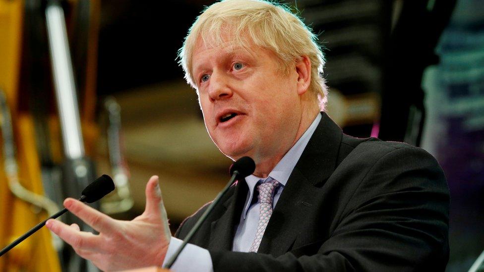 Boris Johnson speaking at JCB headquarters