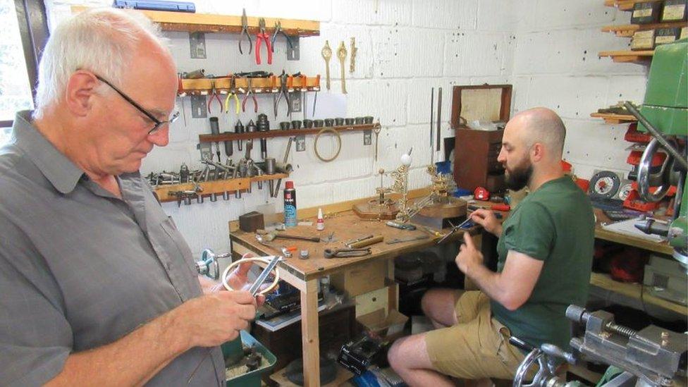 Derek and Timothy Staines in their workshop