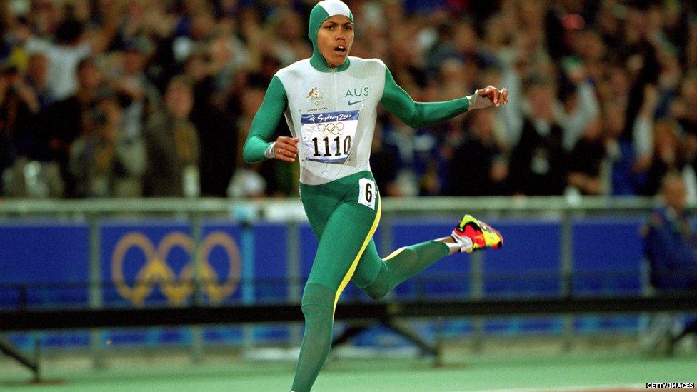 Australian Olympic champion runner Cathy Freeman at the 2000 Sydney Olympic Games