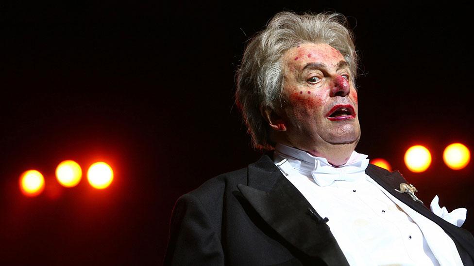 Barry Humphries as Sir Les Patterson performs at the Last Night of the BBC Poms at the Royal Albert Hall. in 2009.