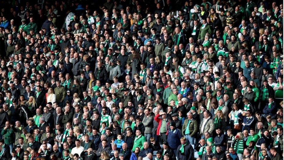 Hibs fans at Hampden