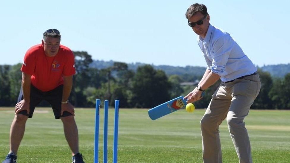 Jeremy Hunt playing cricket