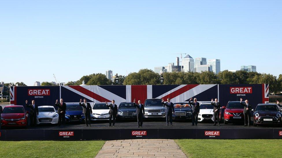 Line-up of British built cars