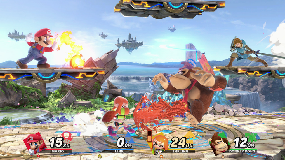 A fight scene from Nintendo's Super Smash Bros.