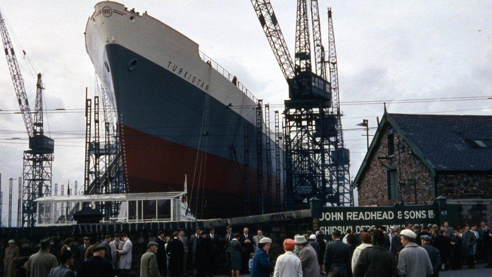 Launch of the refrigerated cargo ship "Turkistan" in September 1962