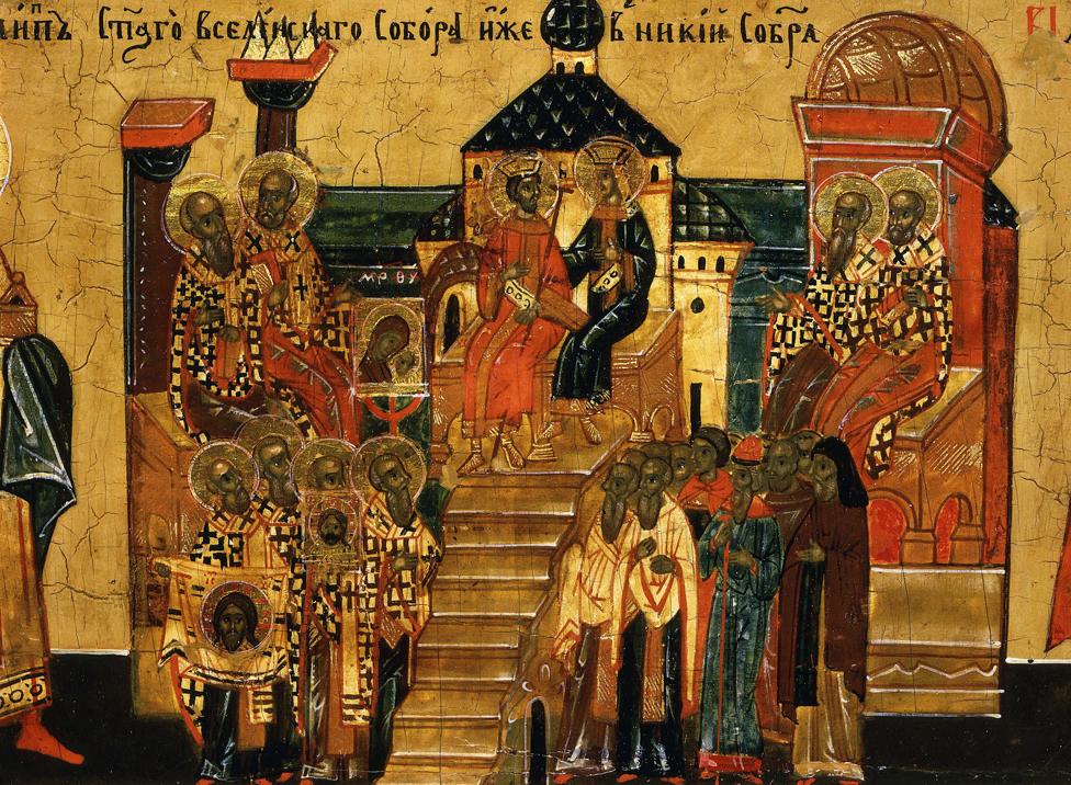 Council of Nicaea, 325 AD, from Calendar for October, icon, mid 18th century Novgorod School Russian