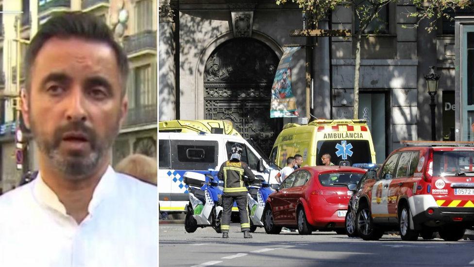 Aamer Anwar and police in Barcelona