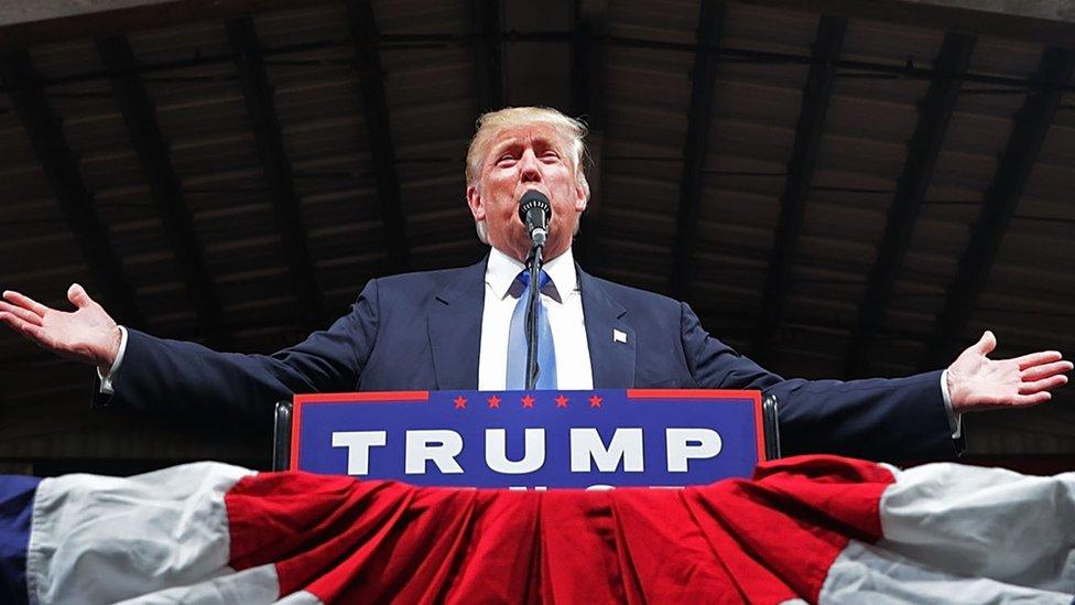 Donald Trump speaks at a rally in North Carolina.