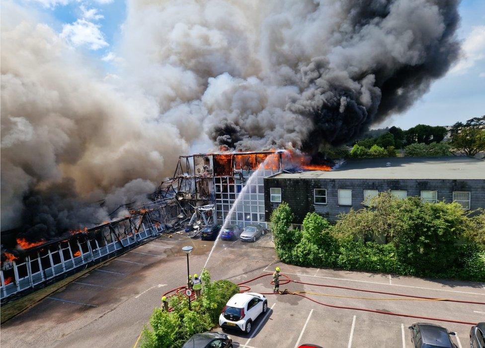 Fire at commercial unit in Saffron Road, South Wigston, Leicestershire