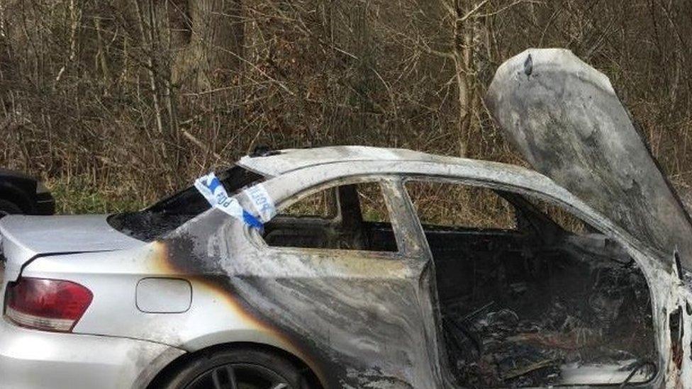 A white one series BMW was found burnt out by the entrance to Crackley Woods on 22 March.