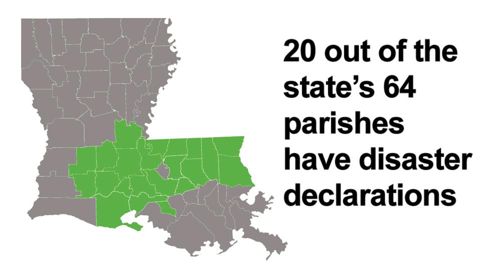 Map of disaster declaration parishes