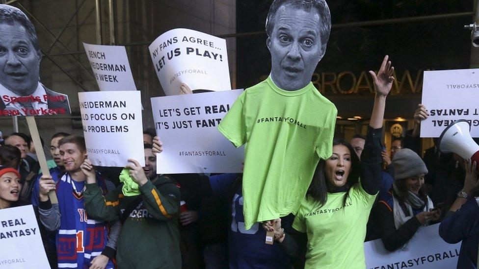 Protest over legal action against fantasy sports firms in New York