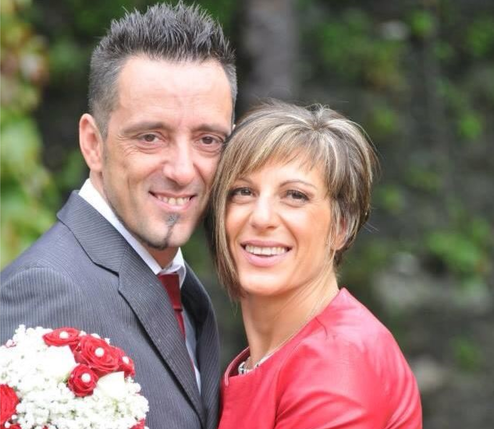 Roberto Robbiano and his wife Ersilia Piccinino, pictured on their 2014 wedding day