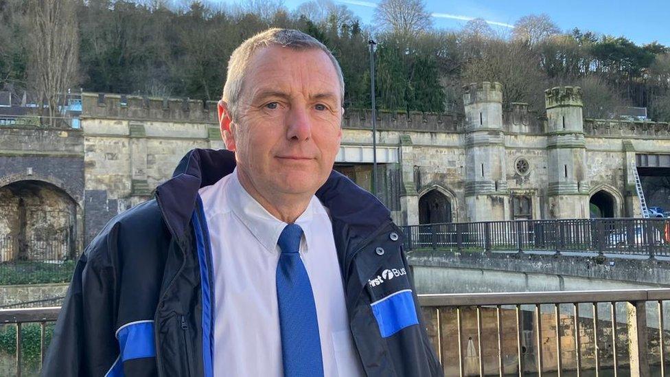 Colin Partridge in his uniform outside the station