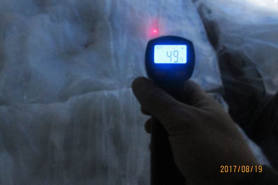 Officials found the temperature to be 9.5C on the ice