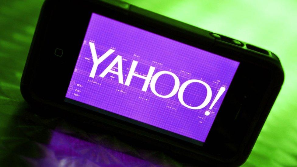 Yahoo logo on a smartphone