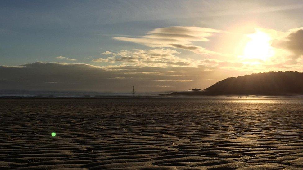 Sunset as the tide drifts out of the old Barry harbour was captured by Rhys Lewis.