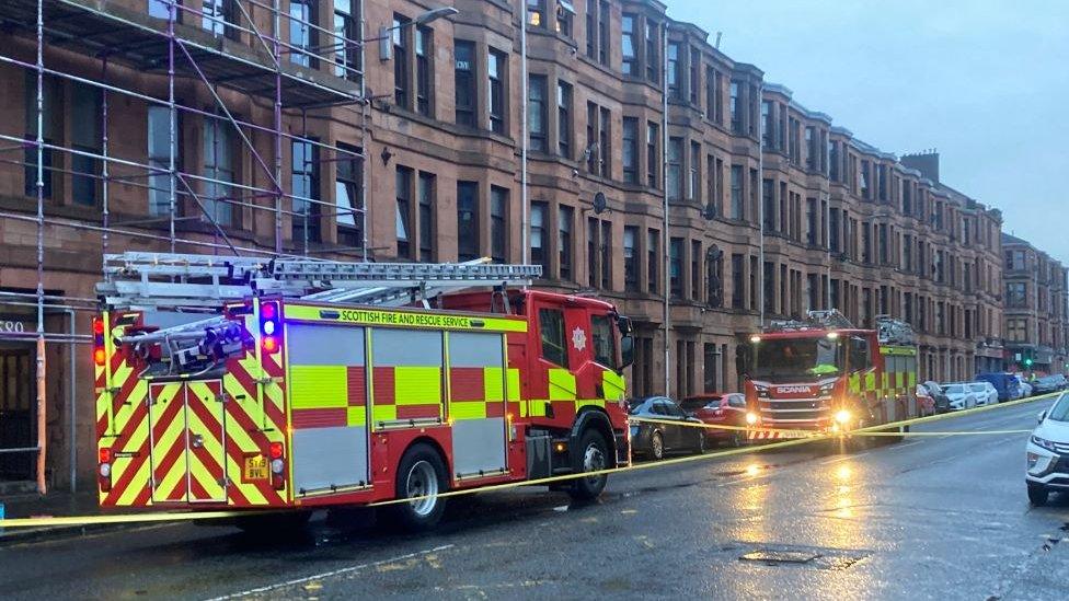 fire crews on shettleston road