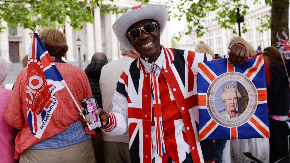 Crowds outside St Paul's Cathedral for Queen's birthday