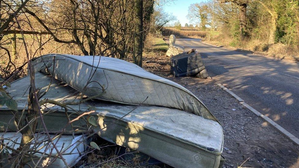 Mattresses dumped on lane