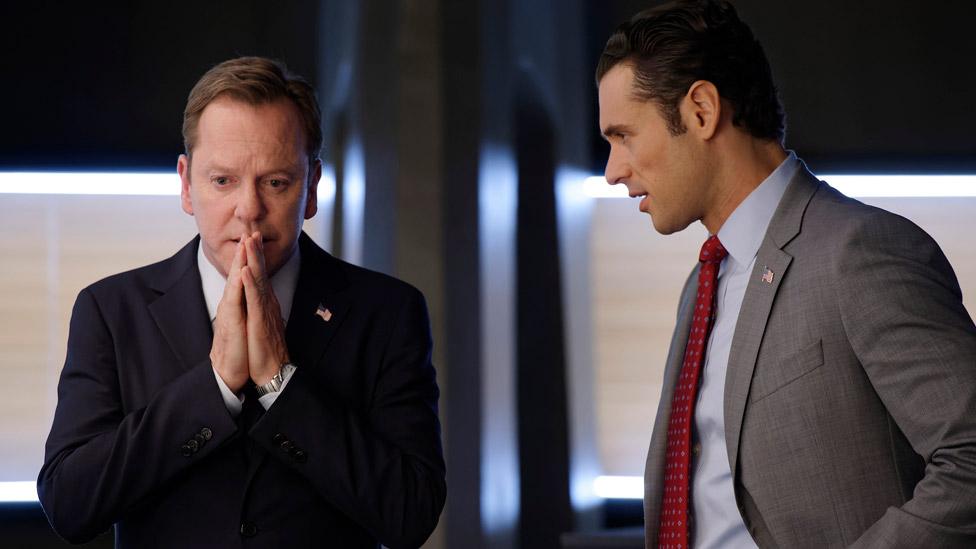 Kiefer Sutherland and Adan Canto in Designated Survivor