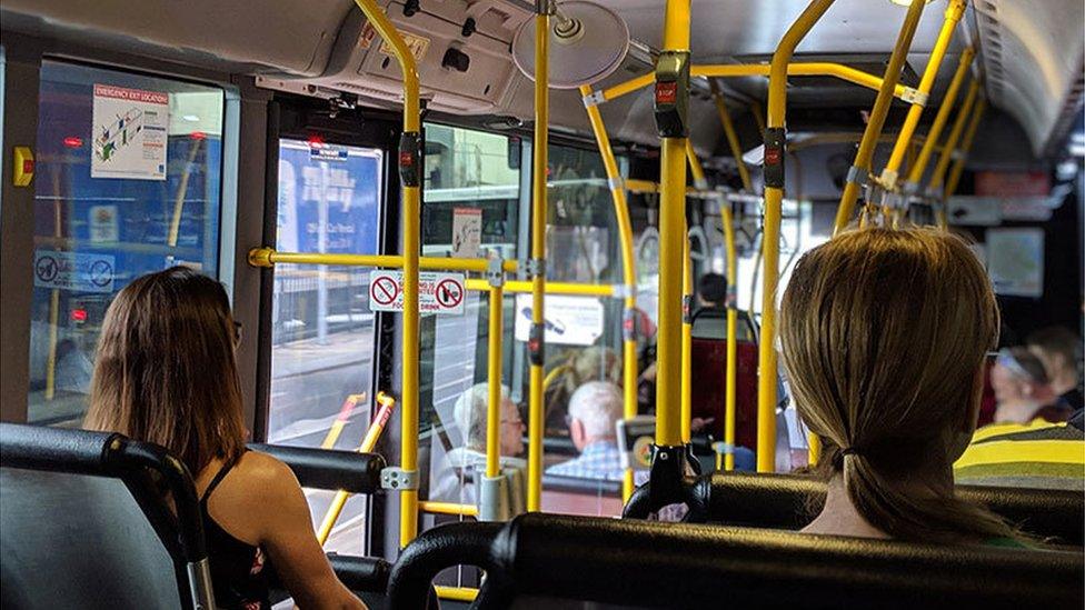 Inside of a bus