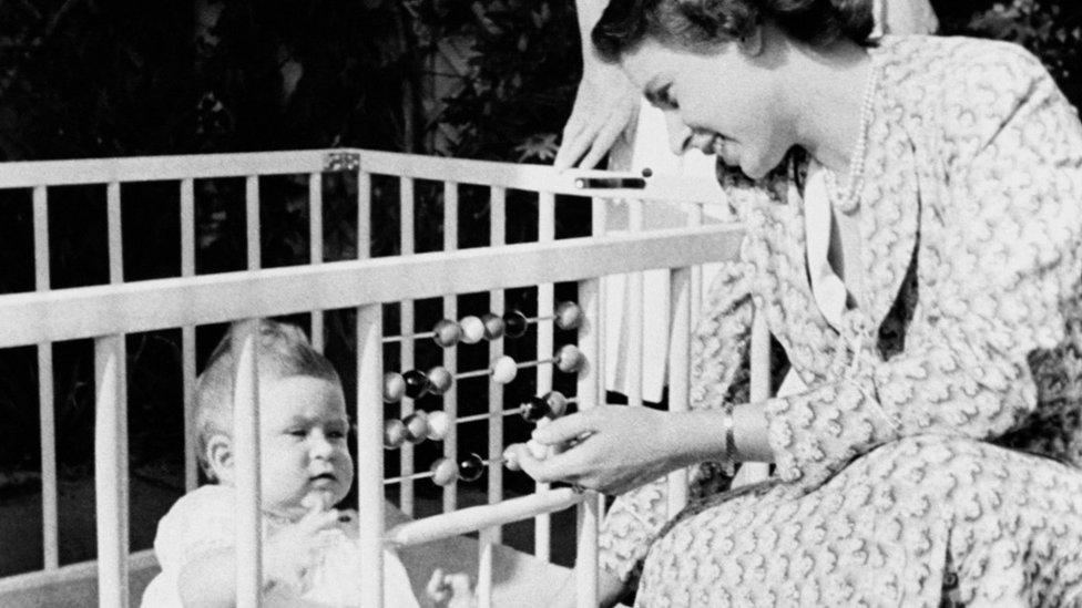 Queen with baby Charles