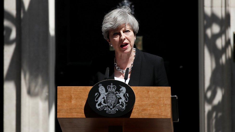 Theresa May outside Downing Street