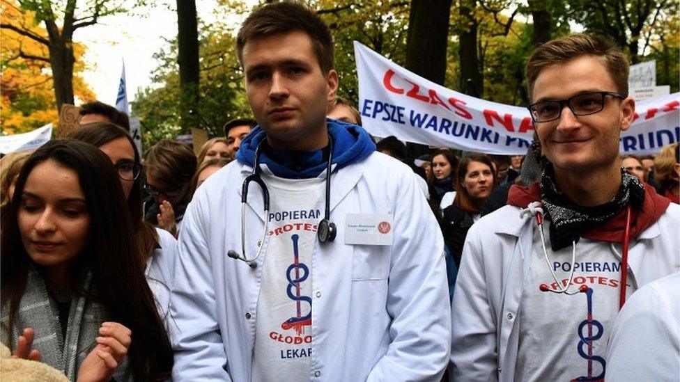 Doctors protest in Warsaw, Poland