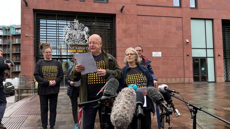 Natasha's parents standing outside court making a statement on the verdict