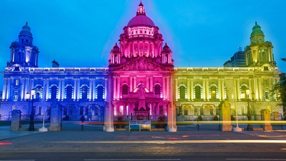 Belfast City Hall in Eurovision colours