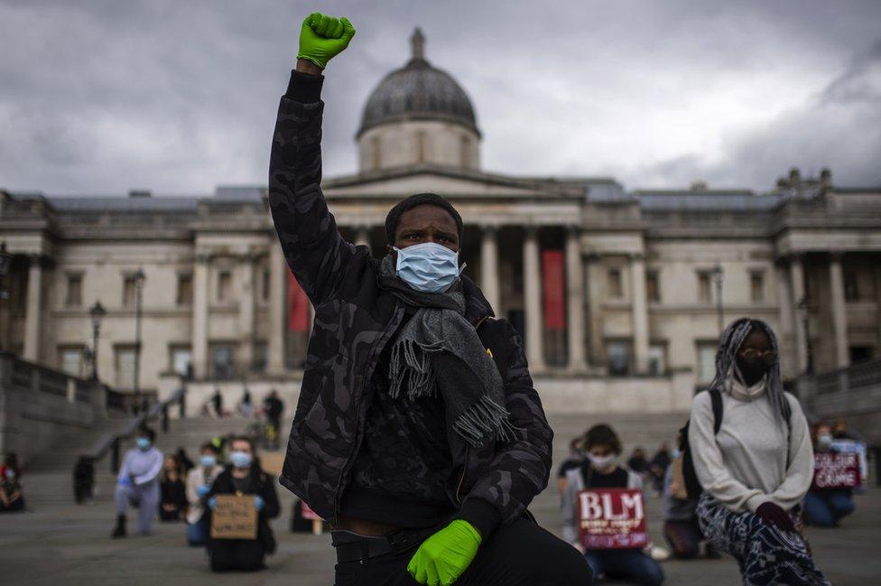 A man taking part in a Black Lives Matter demonstration